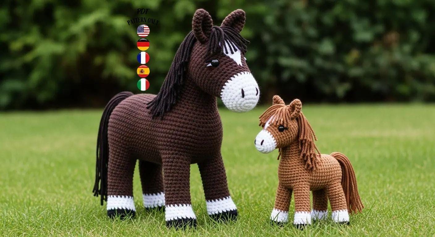 37 Horse Crochet Patterns: Amigurumi Horses, Ponies, Hobbyhorses, and More 5 Large 50-65 cm Horse Crochet