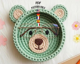 Crochet Bear Basket Pattern: Amigurumi Organizer Italian, French, English, Spanish, German PDF