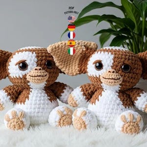 Gizmo Crochet Pattern: Amigurumi Gremlins Toy(20-26 cm) Italian,French,English,Spanish,German PDF