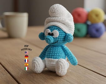 Mini Gnome Amigurumi Pattern 10-14 cm, Blue Dwarf Crochet Toy, Tutorial, DIY PDF