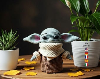 Samouczek PDF: Baby Alien Amigurumi 20-25 cm, pluszowa istota kosmiczna, przepis na małą lalkę Green Master