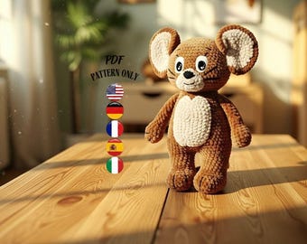 Friendly Mouse Amigurumi Pattern - Safari Nursery Decor - Brown Rodent Tutorial - Baby Toy PDF