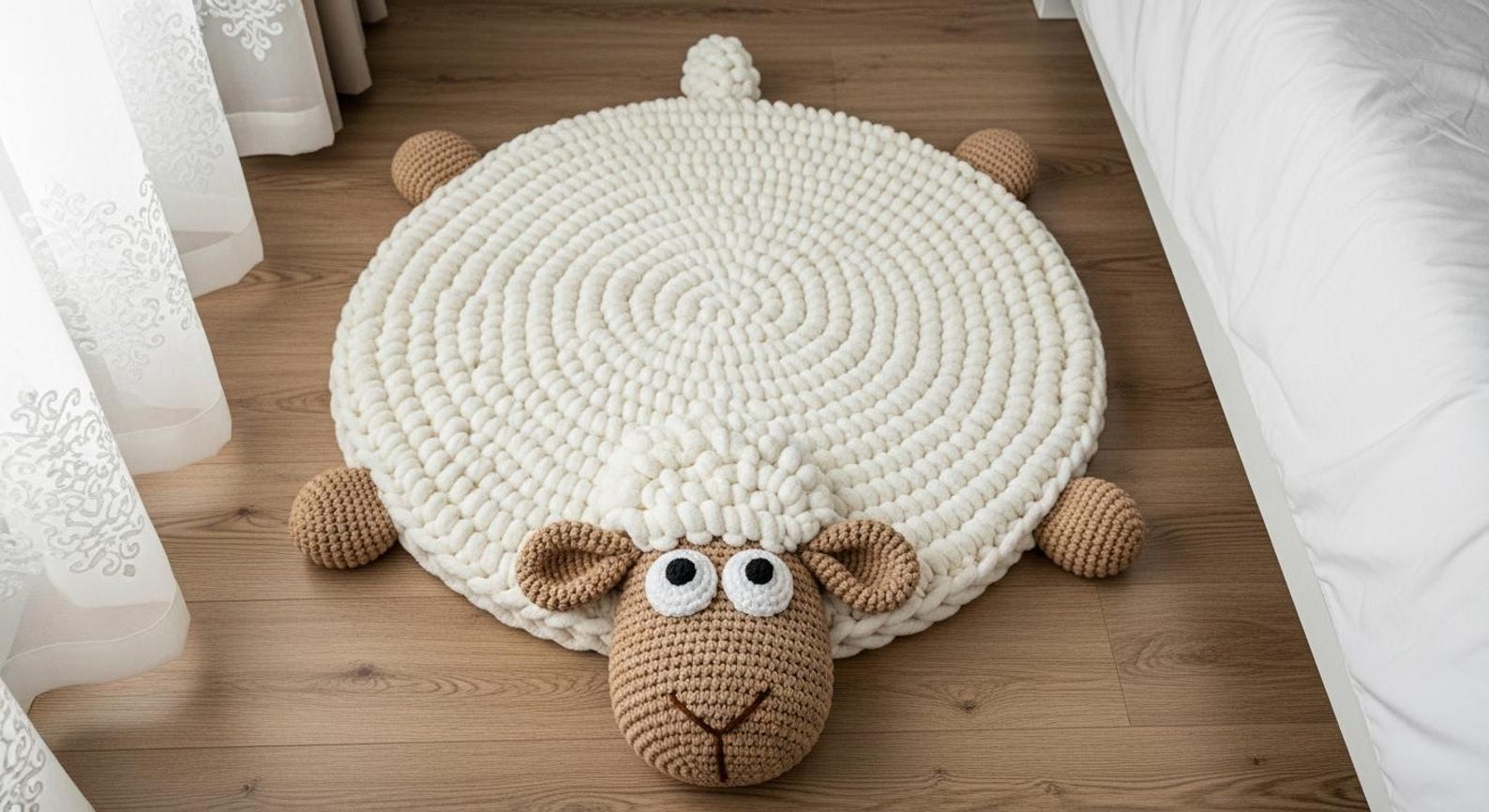 Lamb Rug Crochet Pattern, Sheep Amigurumi Playmat, Nursery Animal Decor ...