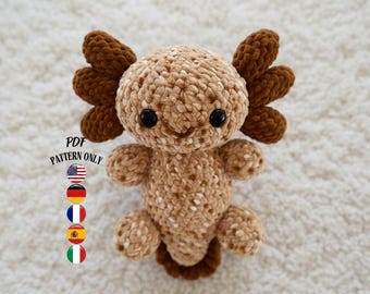 Axolotl Amigurumi Crochet Pattern, Salamander Plushie PDF, Adorable Animal Toy Design