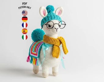 Crochet Llama Amigurumi Pattern: DIY Fashion Designer Toy - English, Italian, French, Spanish, German PDF