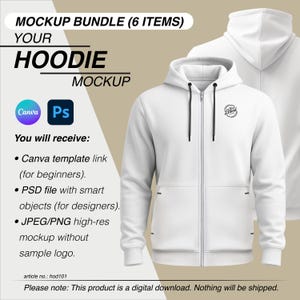 Urban Hoodie Mockup Bundle Set | Editable PSD & Canva Templates For Apparel Branding - hod101