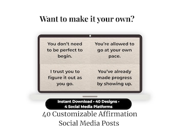Minimalist Affirmation Social Media Posts | Customizable Wellness Content (Digital Download)