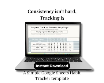 Daily Habit Tracker Google Sheets, Routine & Consistency Goals, Digital Download