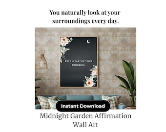 Rebuild & Reset Affirmation Prints | Dark Floral Calm (Digital Download)