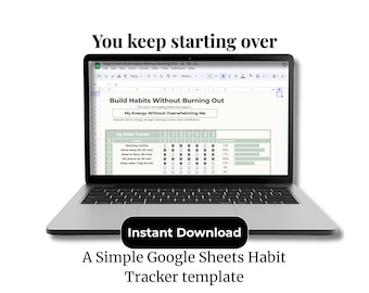 Rebuild Routine & Consistency Goals, Daily Habit Tracker Google Sheets, Digital Download