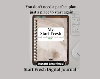 Start Fresh Digital Journal | Minimalist Wellness Planner, Daily Reflection, Gratitude, Manifestation Journal