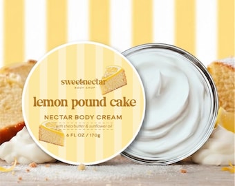 Lemon Pound Cake Body Cream • Deep Hydration • Long-Lasting Scent • Non Greasy, Silky Finish • Shea Butter