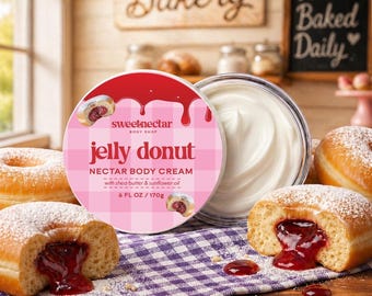 Jelly Donut Body Cream • Deep Hydration • Long-Lasting Scent • Non Greasy, Silky Finish • Shea Butter