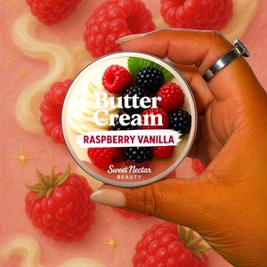 Raspberry Vanilla Emulsified Hand & Body Butter – Deeply Moisturizing | Non-Greasy Vegan Skincare
