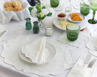 Personalized Embroidered Linen Placemat Napkin Set: Water Repellent Table Decor