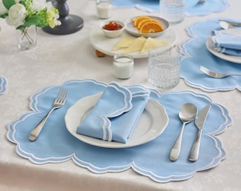 Personalized Embroidered Linen Placemat Napkin Set: Waterproof Table Decor
