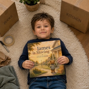 Personalized Moving Book for Kids: Custom Comforting New Home Story Featuring Your Child’s Name
