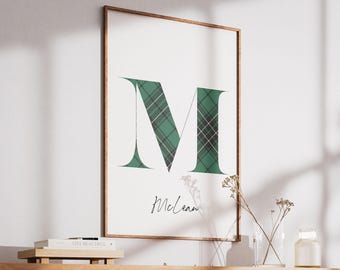 McLean Tartan Surname Print | Scottish Wall Art | Scotland Decor Gift | Letter M Poster