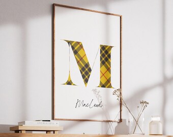 MacLeod Tartan Surname Print | Scottish Wall Art | Scotland Decor Gift | Letter M Poster