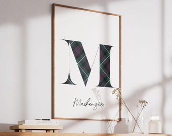 Mackenzie Tartan Surname Print | Scottish Wall Art | Scotland Decor Gift | Letter M Poster
