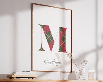 MacGregor Tartan Surname Print | Scottish Wall Art | Scotland Decor Gift | Letter M Poster