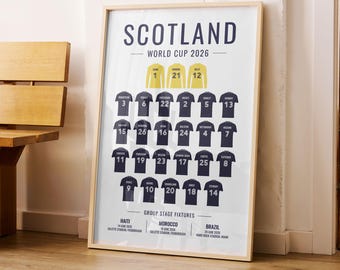 Scotland World Cup 2026 Squad Print | National Team Wall Art | Scottish Fan Gift