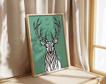 Colourful Stag Print  |  Modern Scottish Wall Art