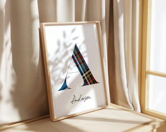 Anderson Tartan Surname Print | Scottish Wall Art | Scotland Decor Gift | Letter A Poster