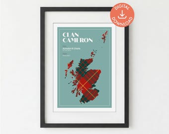Cameron Clan Scottish Tartan Print | Surname Wall Art (Digital Download A5/A4/A3)