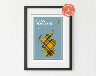 MacLeod-ruitprint | Schotse muurkunst | Kaartposter (digitale download, A5/A4/A3)
