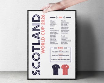 Scotland World Cup 2026 Squad Print | Tartan Army Poster | Football Fan Gift