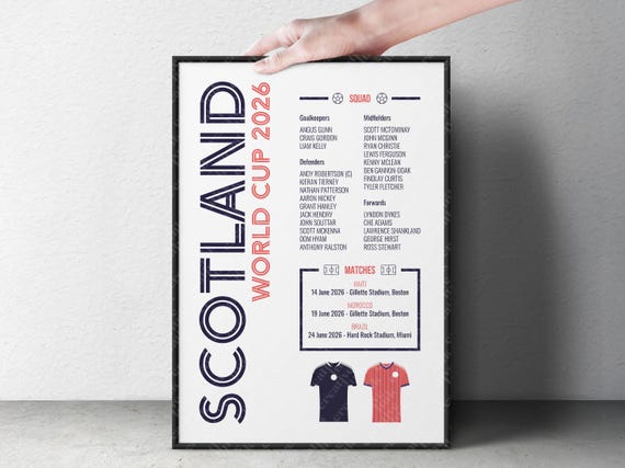 Scotland World Cup 2026 Squad Print | Tartan Army Poster | Football Fan Gift