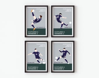 Scotland v Denmark Football Prints | World Cup 2026 | Set of 4 | A5/A4/A3