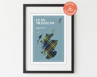 McLellan Tartan Scottish Clan Print | Surname Wall Art (Digital Download A5/A4/A3)