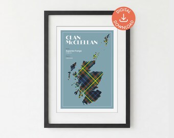McClellan Tartan Scottish Clan Print | Surname Wall Art (Digital Download A5/A4/A3)
