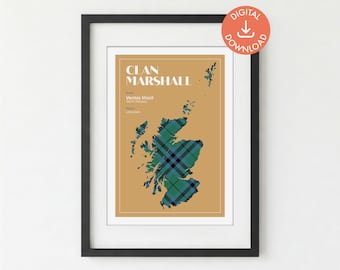Marshall Scottish Clan Tartan Print | Surname Wall Art (Digital Download A5/A4/A3)