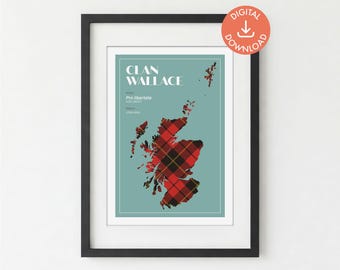 Wallace Scottish Clan Tartan Print | Surname Wall Art (Digital Download A5/A4/A3)