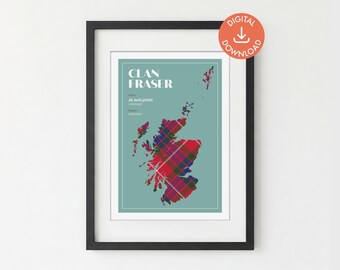 Lámina escocesa del clan Fraser (descarga digital, tamaño A5/A4/A3)