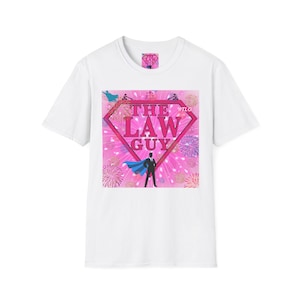 Pink Law Guy Unisex Softstyle T-Shirt for Law Students, College, University Study Tee, Law School Gift, Legal
