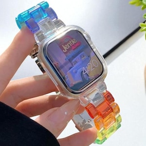 Rainbow Resin Apple Watch Band: Colorful iWatch Strap