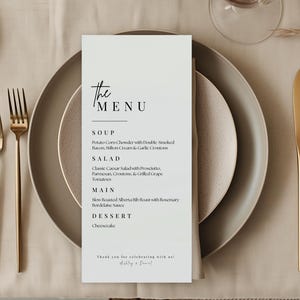 Editable Canva Wedding Menu Template | Minimalist Black and White Menu Sign | Printable Reception Menu | DIY Elegant Wedding Stationery