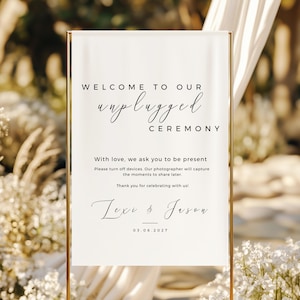 Unplugged Wedding Ceremony Sign Template | Minimalist No Phones Printable Sign | Wedding Ceremony Welcome Decor Signage | Digital Download