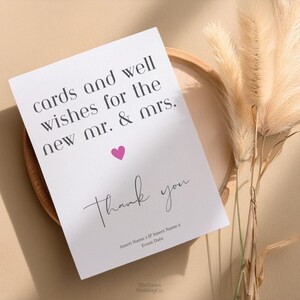 Tarjetas de boda minimalistas y letrero de buenos deseos / Sencillas e imprimibles / Plantilla digital / Hazlo tú mismo / Descarga editable / Nuevo Sr. y Sra.