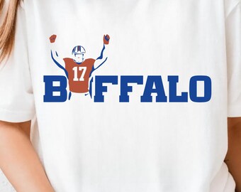 Football Shirt, AFC East, Gifts for Football Fans, Buffalo Crewneck, Number 17, Tailgating