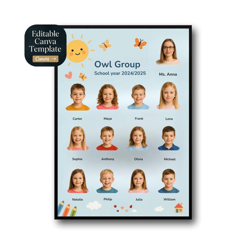 Editable Class Photo Template | Kindergarten Group Poster | School Year ...