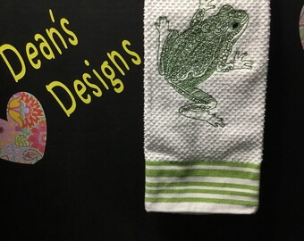 Oh dam beaver machine embroidery flour sack towel 15x24
