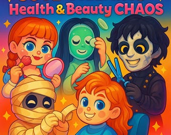 Cute Horror Villains Coloring Book PDF, Cute Horror Villains Coloring Pages for Teens & Adults, Funny Health Beauty Salon Chaos