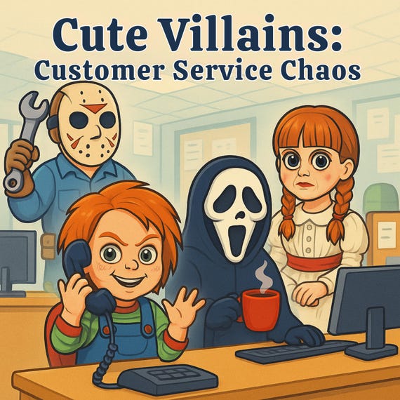 Cute Horror Villains Coloring Book PDF, Cute Horror Villains Coloring Pages for Teens & Adults, Cute and Cozy Coloring Pages for Adults,