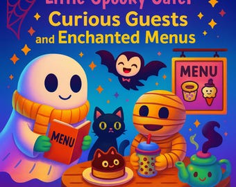 Spooky Cafe Halloween Coloring Book: Ghosts, Cats, Magic Menu (PDF Download)