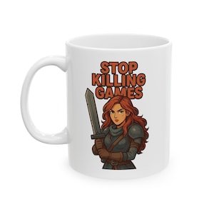 RPG Mug for Gamer Nostalgia, Classic Video Game Coffee Cup, Gaming Gift, Pixel Art Tea Mug, Retro Gaming Kitchen Decor, Gamer Dad Present,
